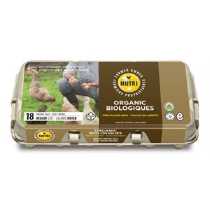  Nutri Oeufs Organic Brown Eggs Medium Size ( Brown Eggs ) x 18