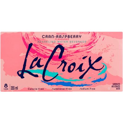 La Croix Boisson d'Eau Gazeuse Arôme Naturel de Cran-Framboise 8 Canettes 355 ml