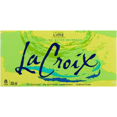 La Croix Sparkling Water Beverage Natural Lime Flavoured 8 Cans 355 ml 