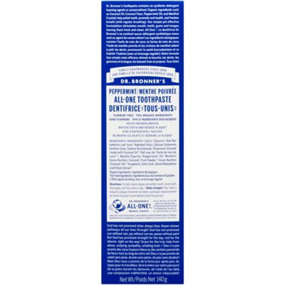 Dr. Bronner's Dentifrice Menthe Poivrée 140 g