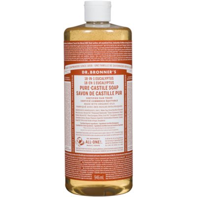 Dr. Bronner's 18-en-1 Savon de Castille Pur Eucalyptus 946 ml