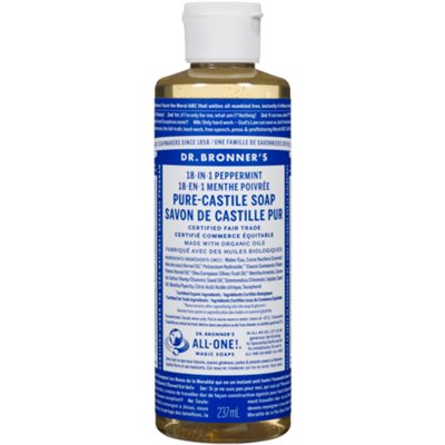 Dr. Bronner's 18-in-1 Peppermint Pure-Castile Soap 237 ml 8oz 