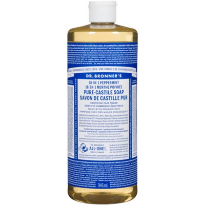 Dr. Bronner's 18-en-1 Menthe Poivrée Savon de Castille Pur 946 ml