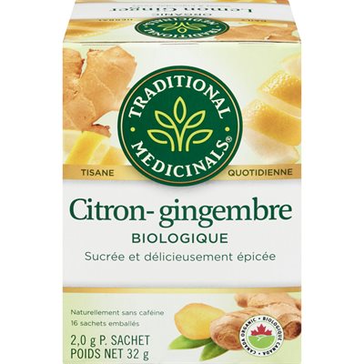 Traditional Medicinals Tisane citron-gingembre biologique 16un