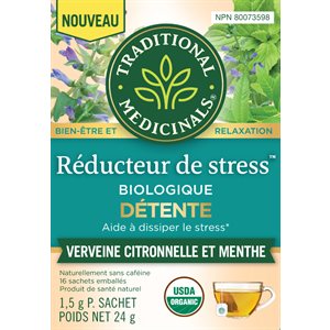 Traditional Medicinals Tisane réducteur de stress détente verveine citronnelle et menthe bio 24g