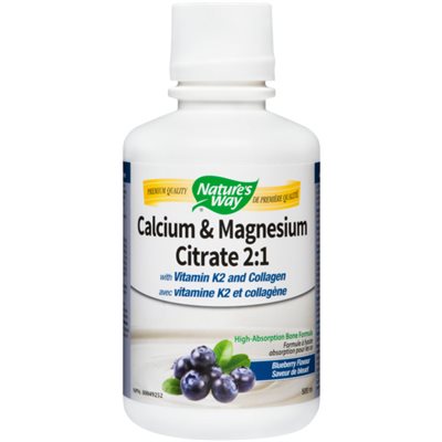 Nature's Way Liquide Calcium Magnésium Avec K2 Myrtille 500Ml