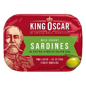 King Oscar Brisling sardines in extra virgin olive oil