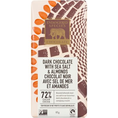 Endangered Species Chocolate Dark Chocolate with Sea Salt & Almonds 85 g