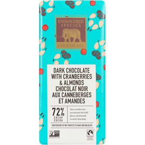 Endangered Species Chocolate Chocolat Noir aux Canneberges et Amandes 85 g