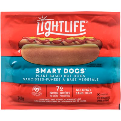 Lightlife Smart Dogs Plant Based Hot Dogs 340 g 340g