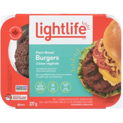 Lightlife Plant-Based Burgers Two - Â¼ lb Simulated Meat Patties 227 g