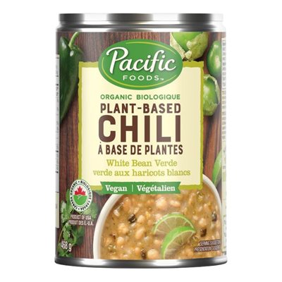 Pacific Foods Chili à base de plantes verde aux haricots blancs