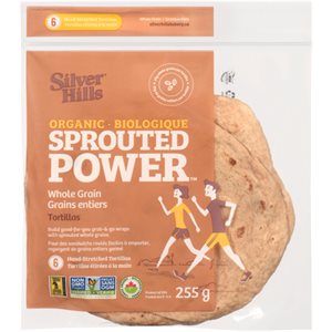 Silver Hills Sprouted Power Tortillas Whole Grain Organic 6 Hand-Stretched Tortillas 255 g 255g
