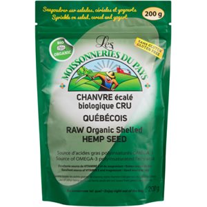 Les Moissonneries du Pays Organic Raw Shelled Hemp Seed Quebecois 200g 