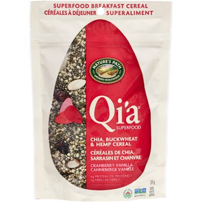 Nature's Path Organic Qi'a Superfood Chia, Buckwheat & Hemp Cereal Cranberry Vanilla 225 g