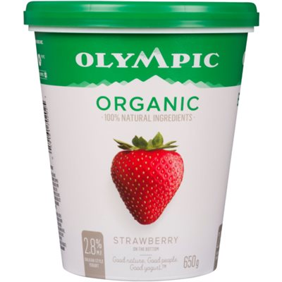 Olympic Yogourt de Type Balkan Fraise Biologique 3% M.G. 650 g