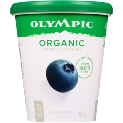 Olympic Balkan-Style Yogurt Blueberry Organic 3% M.F. 650 g