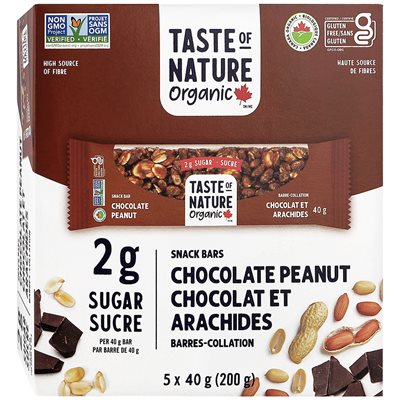 Taste Of Nature Organic Chocolate Peanut Bar (2G Sugar)