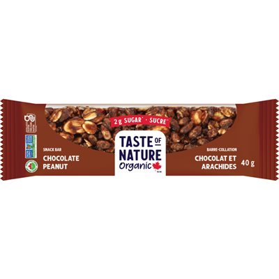 Taste Of Nature Organic Chocolate Peanut Bar (2G Sugar)