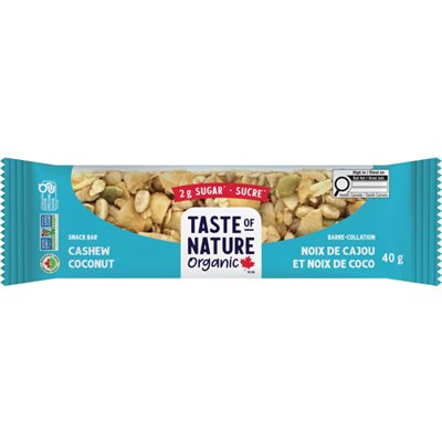 Taste Of Nature Organic Coconut Cashew Bar (2G Sugar)