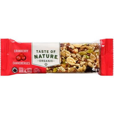 Taste of Nature Organic Snack Bar Cranberry 40 g 40g e