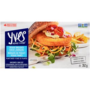 Yves Veggie Cuisine Simulated Chicken Burgers Veggie Breaded Chick'n Burgers 4 Vegan Burgers 352 g 352g