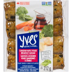 Yves Veggie Cuisine Breakfast Sausage Canadian Maple Veggie 4 Vegan Sausages 212 g