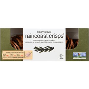 Lesley Stowe Raincoast Crisps Craquelins au Romarin, aux Raisins Secs et aux Pacanes 150 g