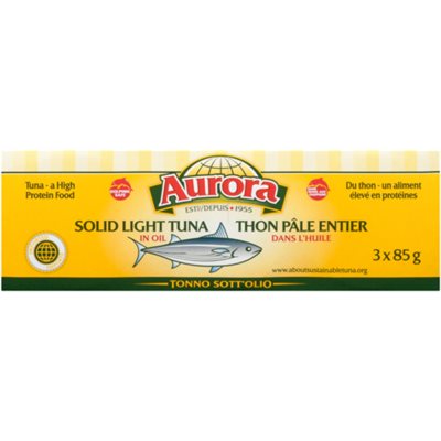 Aurora Thon Pâle Entier dans l'Huile 3 x 85 g