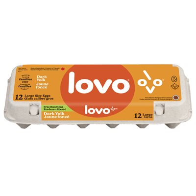 Lovo - Oeufs Liberté Gros Blanc Jaune Foncé 12un