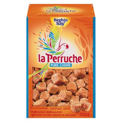 Beghin Say La Perruche Amber cane sugar in pieces 250g