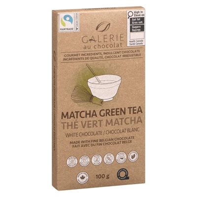Galerie Au Chocolat Tablette De Chocolat Blanc Thé Vert Matcha Équitable 100G