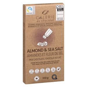 Galerie Au Chocolat Tablette De Chocolat Au Lait Amandes Et Fleur De Sel Équitable 100G