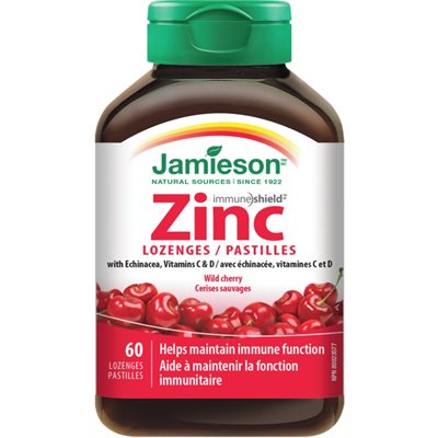 Jamieson Pastilles de zinc à l'échinacée, aux vitamines C et D - Cerise sauvage 60 un
