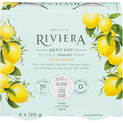 Maison Riviera Yogourt Ferme Citron 4x120g Maison Riviera Yogourt Ferme Citron 4x120g