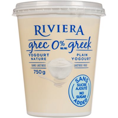 Maison Riviera Yogourt Grec Nature Sans sucre Aj 0% Mg 750g Maison Riviera Yogourt Grec Nature Sans sucre Aj 0% Mg 750g