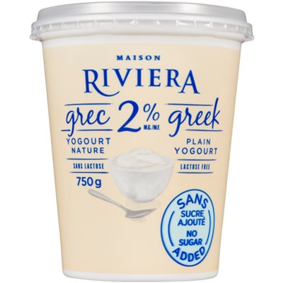 Maison Riviera Yogourt Grec Nature Sans sucre Aj 2% Mg 750g Maison Riviera Yogourt Grec Nature Sans sucre Aj 2% Mg 750g