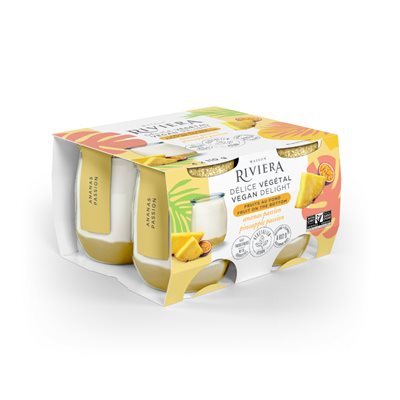 RIVIERA DELICE VEGETAL FRUITS AU FOND ANANAS PASSION 4x110g RIVIERA DELICE VEGETAL FRUITS AU FOND ANANAS PASSION 4x110g