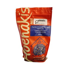 Abenakis Organic Chocolate Chips Black, 55% Cacao 225G Vegan