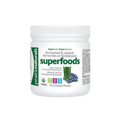 Prairie Naturals SuperFoods Green Foods & Fermented Mushrooms Powder Fermented & Organic 150 g 150g