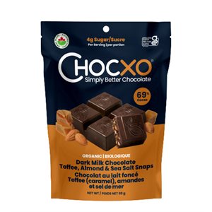 Chocxo Dark Milk Chocolate Toffee, Almond & Sea Salt Snaps 98g