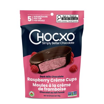 Chocxo Organic Dark Milk Chocolate Cups with Raspberry Cream 98g