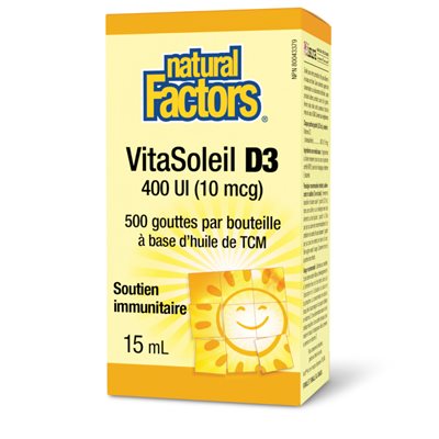 Natural Factors VitaSoleil D3 gouttes 400 UI 15 mL liquide