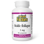 Natural Factors Folic Acid  1 mg  90 Tablets