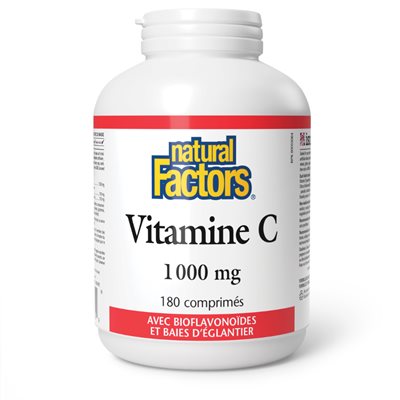 Natural Factors Vitamine C avec bioflavonoïdes et baies d’églantier 1 000 mg 180 comprimés