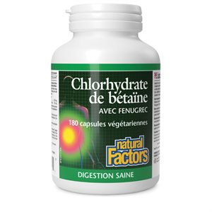 Natural Factors Betaine Hydrochloride with Fenugreek 180 Vegetarian Capsules