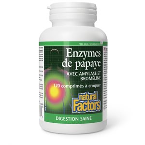 Natural Factors Enzymes de papaye avec amylase et broméline 120 comprimés à croquer
