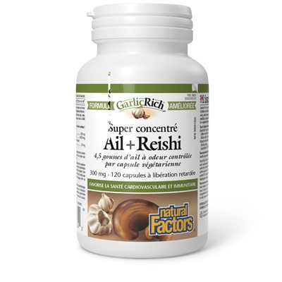 Natural Factors Garlic+Reishi Super Strength 300 mg 120 Delayed Release Vegetarian Capsules