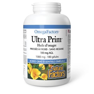 Natural Factors Ultra Prim Huile d'onagre 1 000 mg 180 gélules