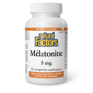 Natural Factors Mélatonine 5 mg 90 comprimés sublinguaux menthe poivrée